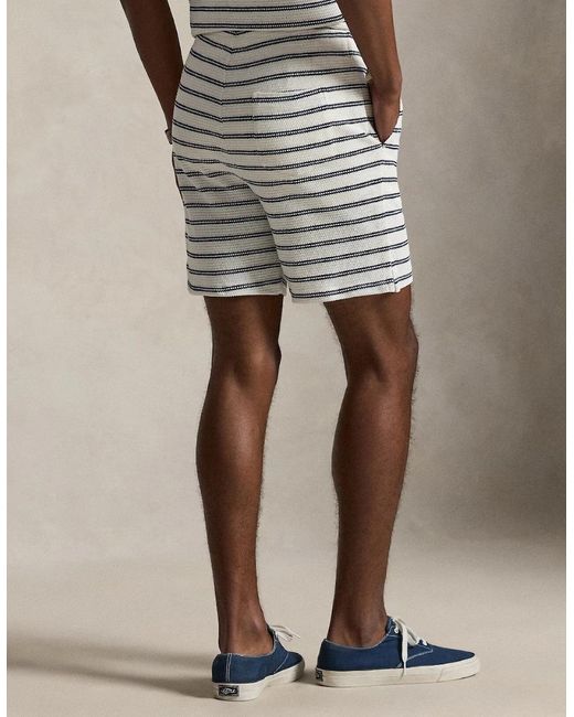 Polo Ralph Lauren Gray Knitted Stripe Shorts 001 Pale Cream for men