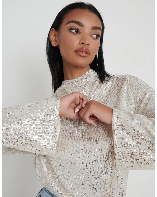 Pretty Lavish Blue Jayda Cowl Neck Blouse