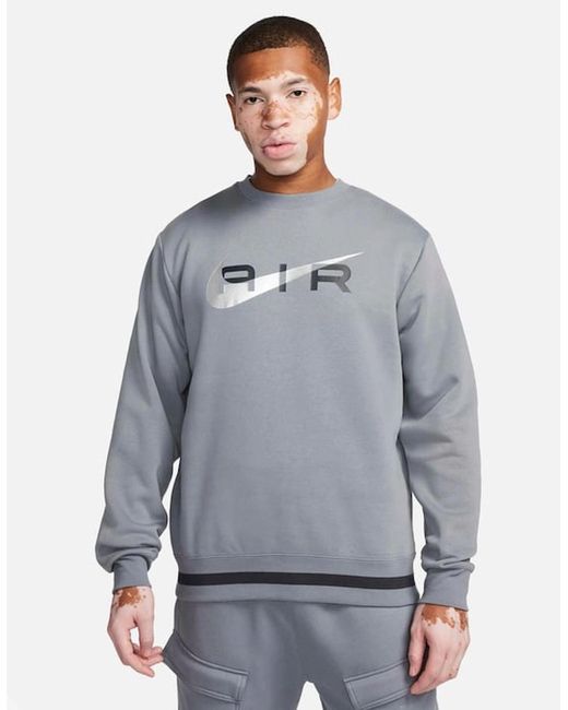Nike Gray Air Swoosh Fleece Sweatshirt for men