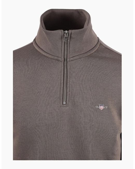 Gant Brown Reg Shield Half Zip Sweatshirt Faded Taupe for men