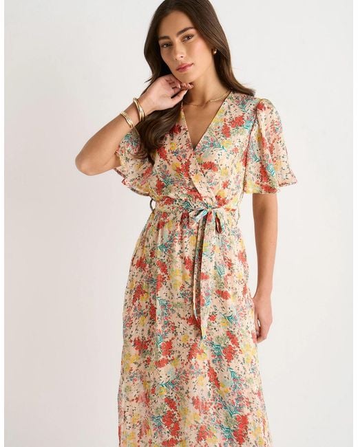 Gini London Multicolor Floral Jacquard Chiffon Midi Dress