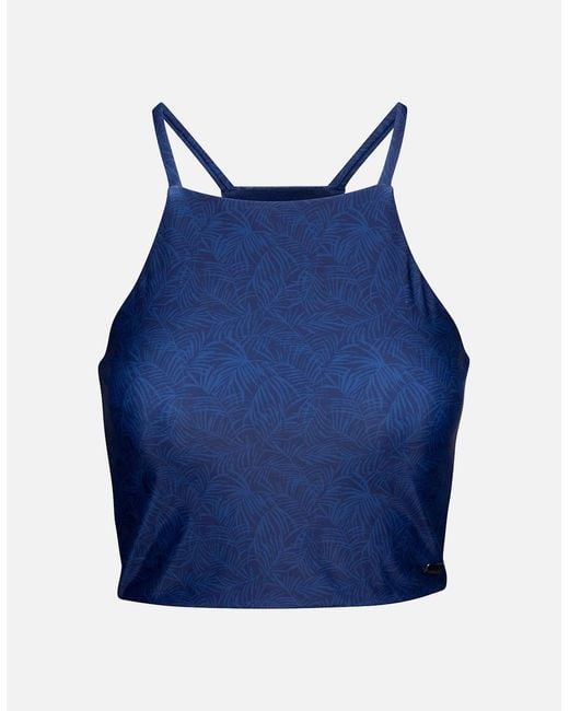 Trespass Blue Ladies Harlow Palm Leaf Swim Top