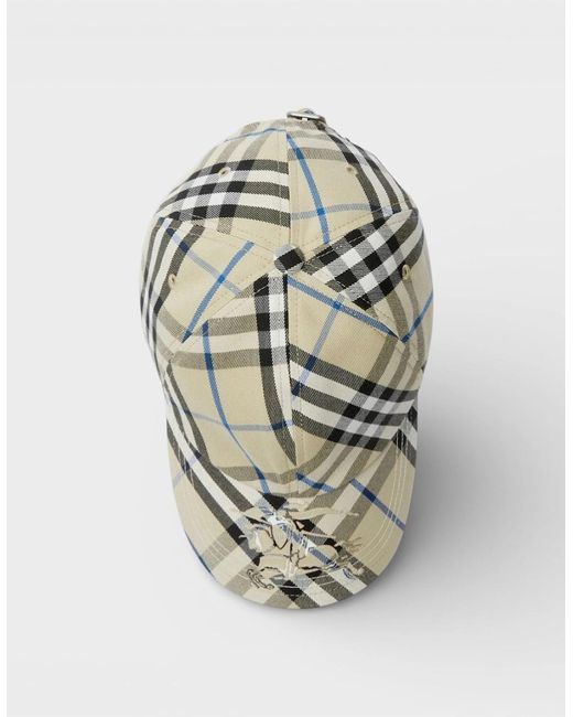 Burberry Gray Check Baseball Cap for men