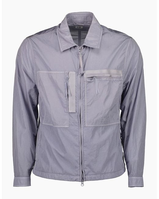 C P Company Blue Chrome-R Overshirt Jacket for men