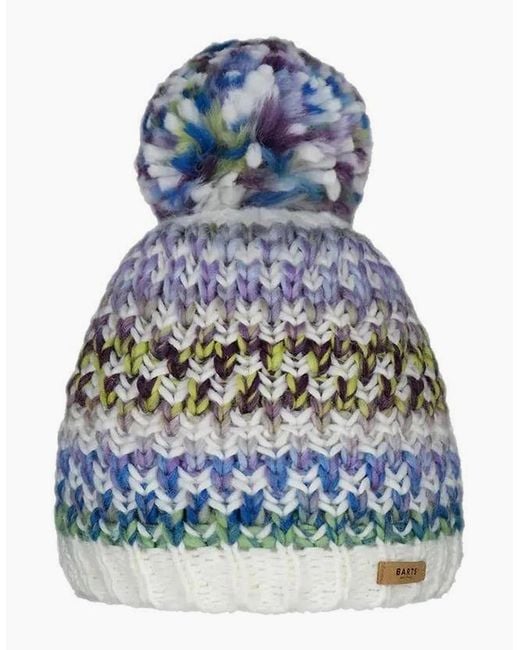 Barts Blue Nicole Knitted Lined Warm Winter Beanie Bobble Hat