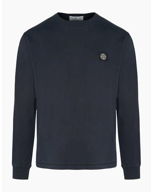 Stone Island Blue S0013 Patch Logo Ls Tee for men