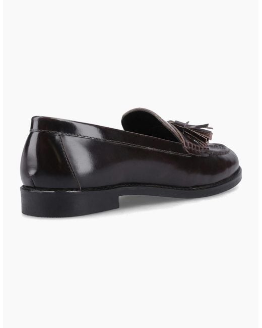 Hush Puppies Black Connie Leather Aubergine Loafers
