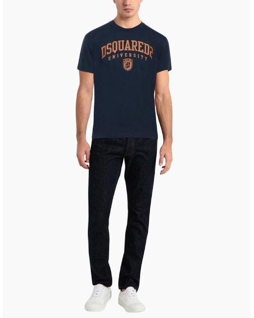 DSquared² Blue Cool Fit Varsity Dark T-Shirt for men