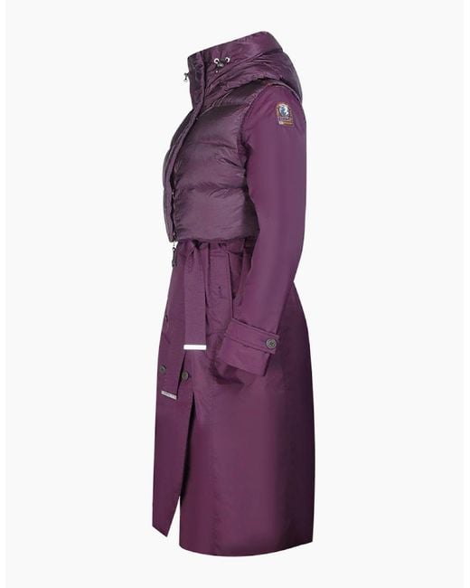 Parajumpers Purple Dawn Hooded Down Trench Coat
