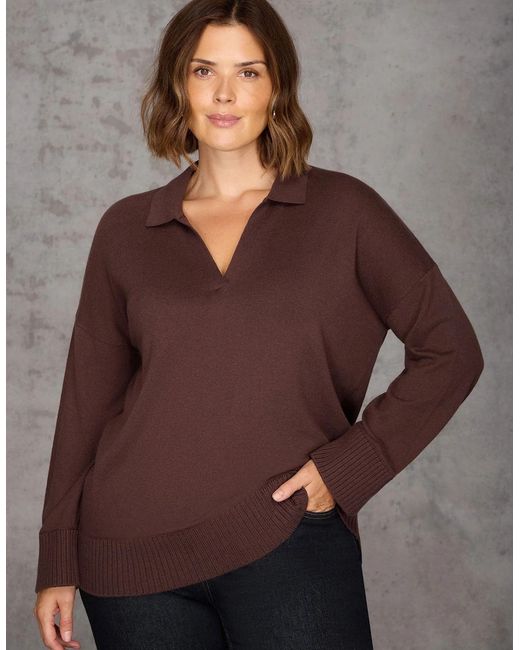 Live Unlimited London Brown Chocolate Polo Knit Jumper