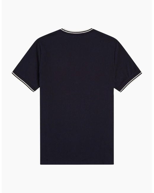 Fred Perry Blue Twin Tipped T Shirt Crew Neck Short Sleeve Summer Tee for men