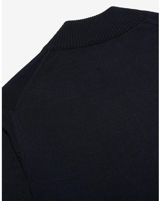 Oliver Sweeney Blue Merino Wool Blend Zip Through Jumper for men