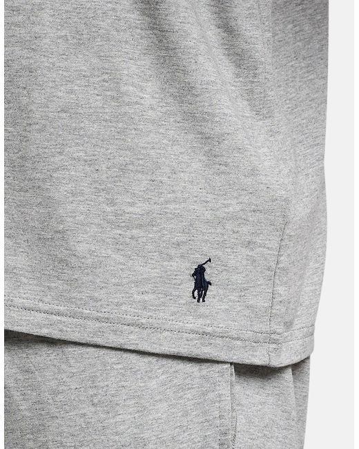 Ralph Lauren Gray Cotton Jersey Sleep Hoodie Andover Heather