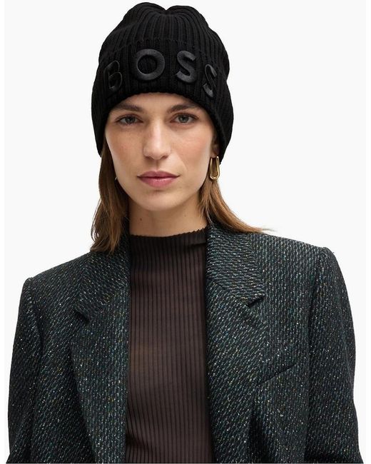 Boss Black Logo Embossed Lara Beanie