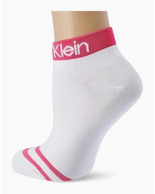 Calvin Klein Pink 2-Pack Logo Welt Quarter Socks