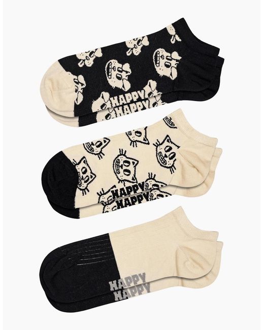 Happy Socks Black 3-Pack Pets Low Socks