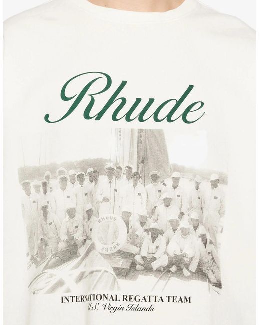 Rhude White Script Printed T-Shirt for men