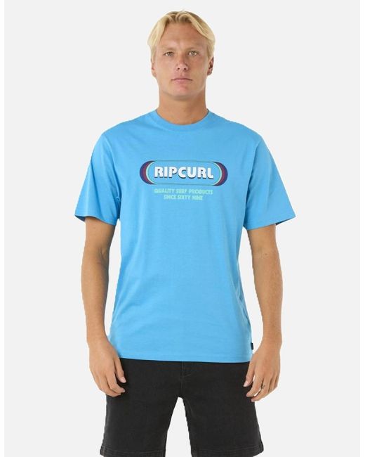 Rip Curl Blue Rip Curl Surf Revival Yo Mumma Short Sleeve T-Shirt for men