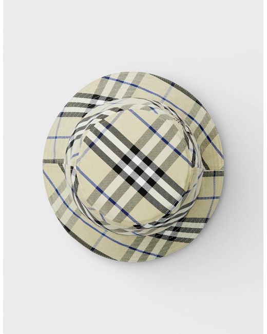 Burberry Metallic Check Ekd Cotton Blend Bucket Hat