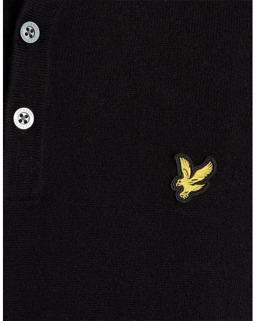Lyle & Scott Black Cotton Merino Henley Jumper for men