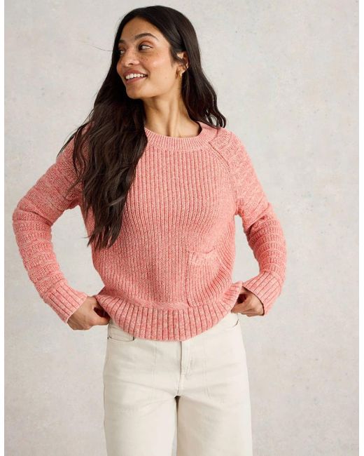 White Stuff Pink Cindy Cotton Jumper Mid Coral