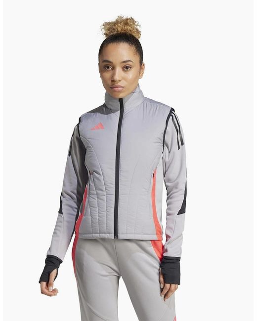 Adidas Gray Tiro24C Solid Patterned Ribbed Cuff Performance Vest