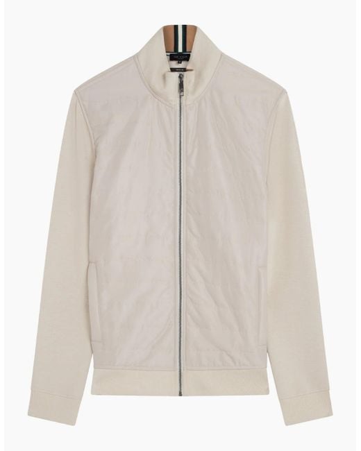 Ted Baker White Entil Regular Fit Quilted Funnel Cream Jacket for men