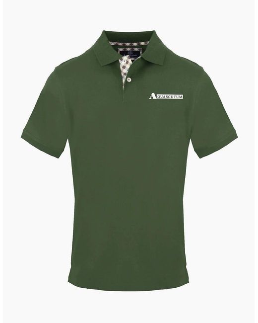 Aquascutum Green Lacoste Lettering Collared Short Sleeve Polo Shirt for men