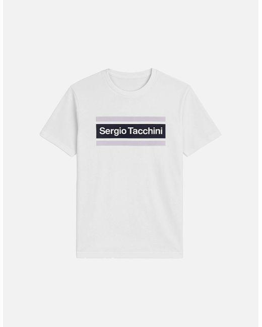 Sergio Tacchini White Lared T-Shirt for men
