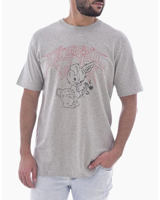 DIESEL Gray T Just W1 T Shirts for men