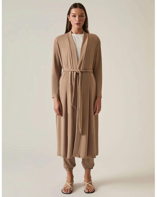 James Lakeland Natural Camel Long Wrap Jersey Cardigan