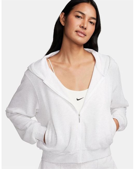 Nike White Hooded Long Sleeve Relaxed Fit Sweatshirt