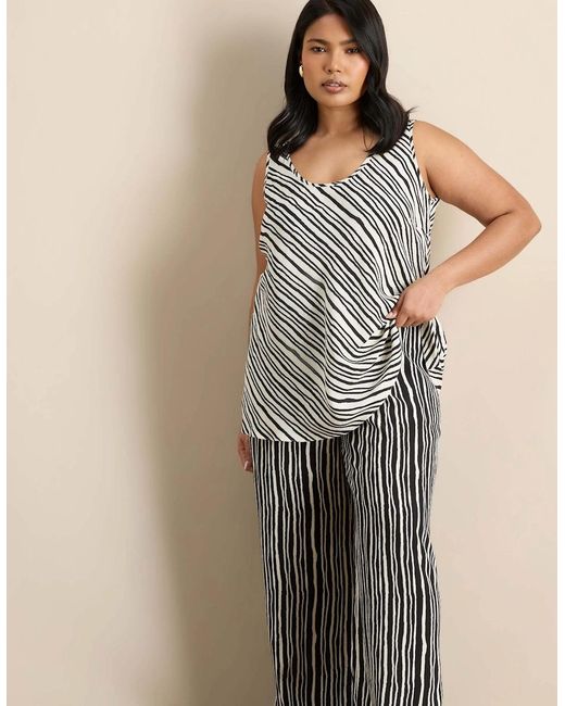 Live Unlimited London White Mono Stripe Sleeveless Swing Vest
