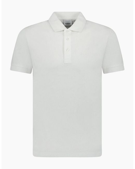 Burberry White 'Hartford' Embossed Logo Polo for men