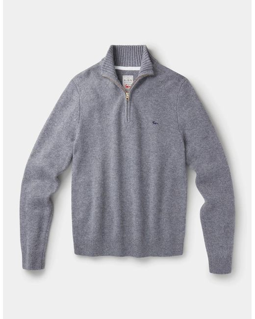 aubi Gray Pepper Lambswool Zip Neck for men