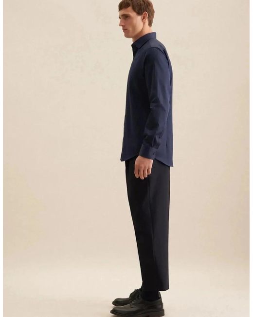 Seidensticker Blue Shaped Fit Easy Iron New Kent Business Shirt Dark for men