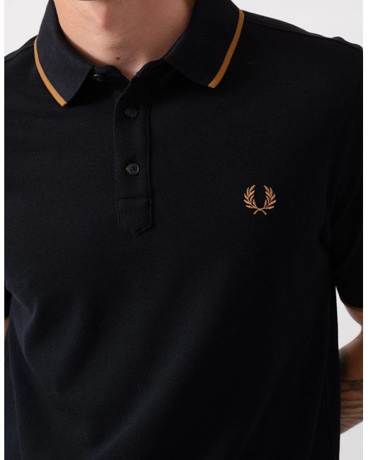Fred Perry Black Collar Stand Polo Shirt for men