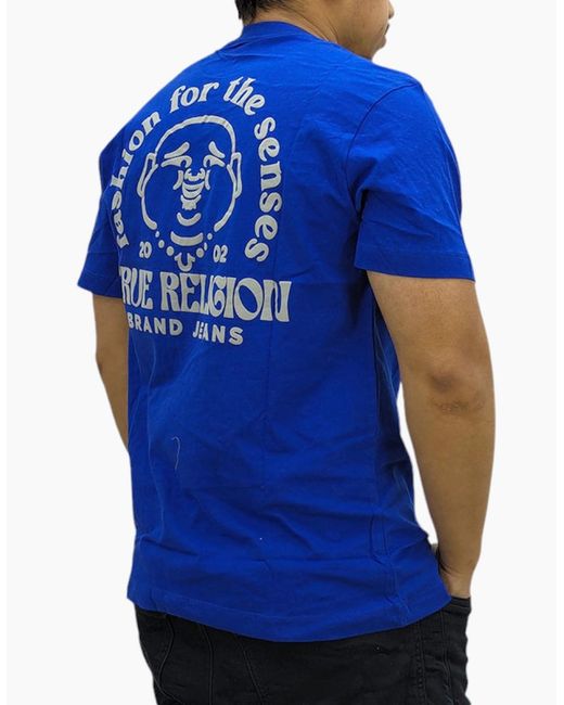 True Religion Red 107816 T Shirts Short Sleeve Buddha Face Summer Crew Neck Tee for men