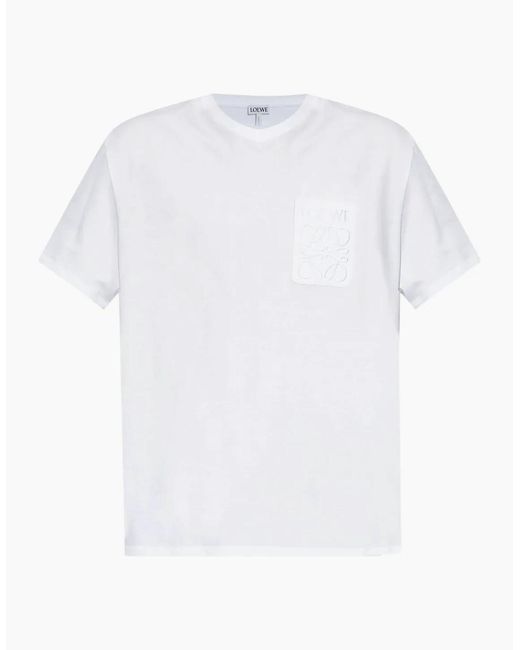 Loewe White Anagram Pocket Embroidery T-Shirt for men
