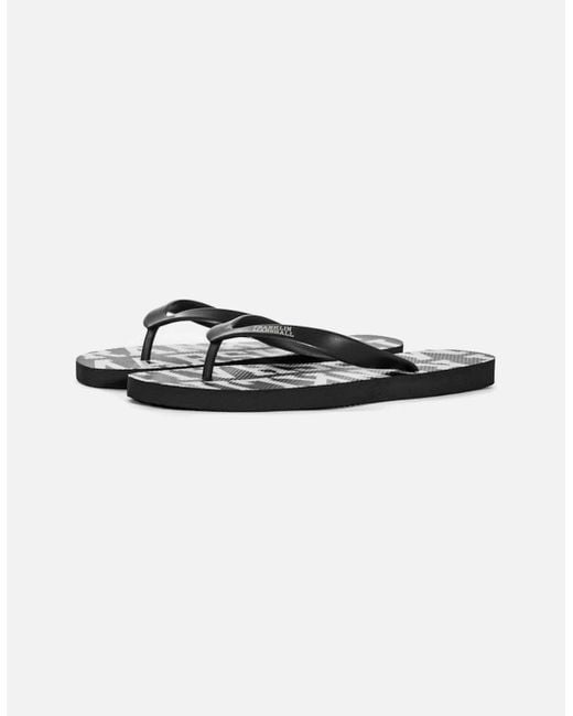 Franklin & Marshall Black Ua987 Rubber All Over Logo Thong Sandals for men
