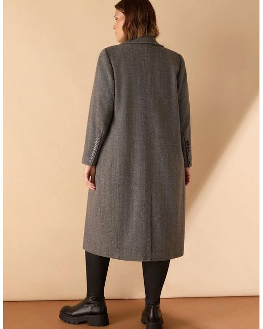 Live Unlimited London Gray Herringbone Wool Blend Tailored Coat