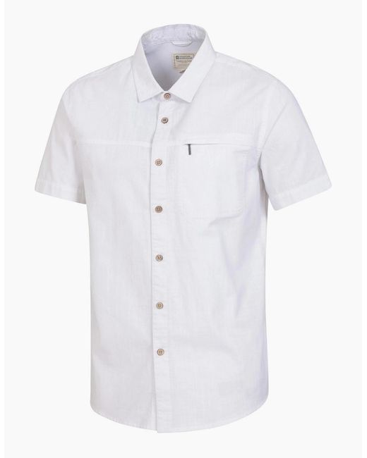 Mountain Warehouse White Coconut Slub Short-Sleeved Shirt for men