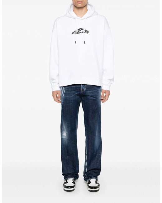 DSquared² White Icon Relax Fit Hoodie for men