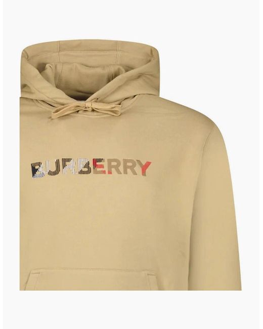 Burberry Natural 'Farley' Logo Embroidered Hoodie for men