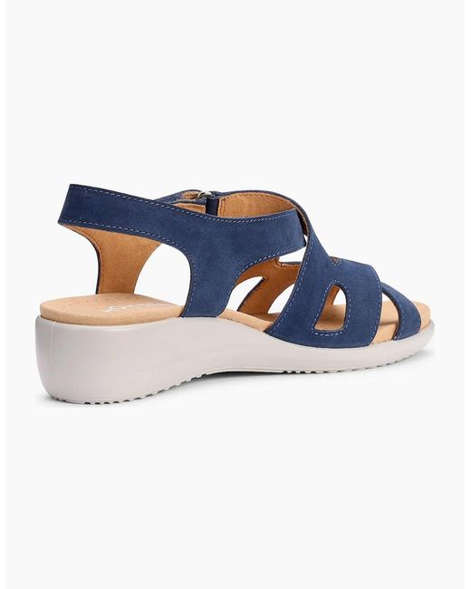 Hotter Blue Eliana Wide Fit Low Wedge Sandals
