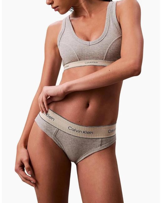 Calvin Klein White Heritage Cotton Bikini Brief, Heather