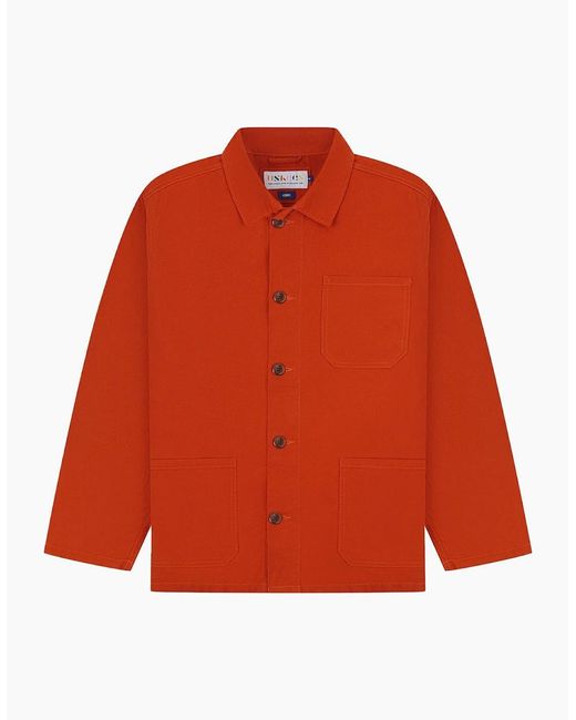 Uskees Orange #3001 Rust Buttoned Overshirt for men