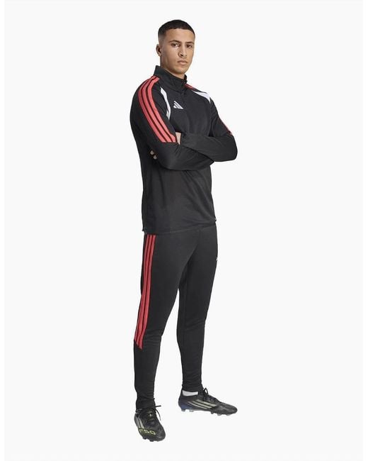 Adidas Black Tiro Tapered Three Stripes Patterned Pants for men