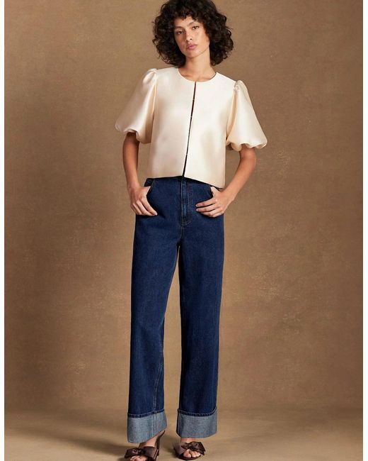 Ro&zo Natural Puff Sleeve Shell Top