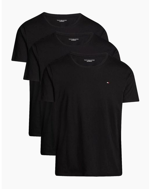 Tommy Hilfiger Black 3-Pack Signature Lounge T-Shirts for men